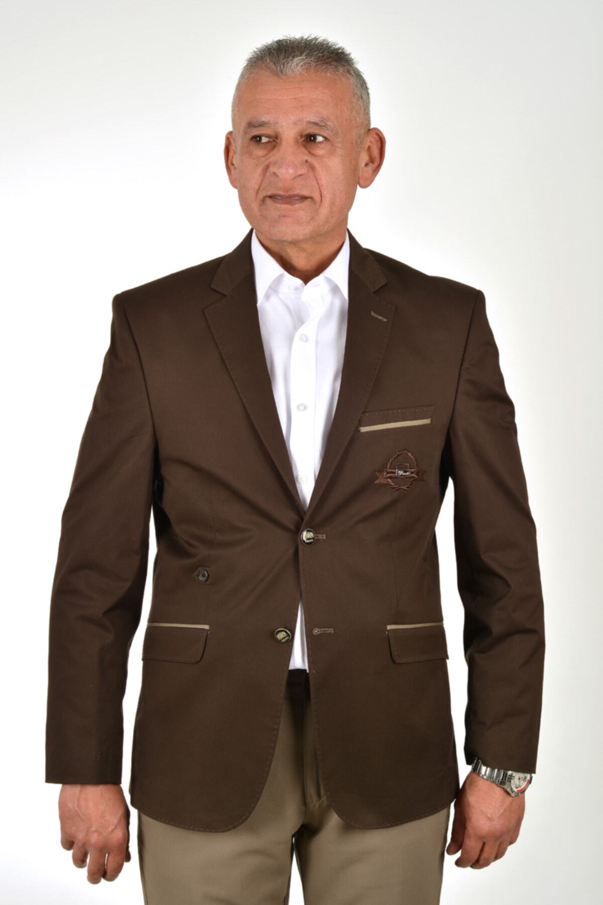 Presto-Satin Brown Men's Slimfit Embroidered Jacket 3