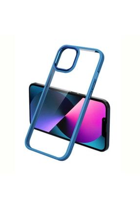 Apple Apple Iphone 12 Pro Max Uyumlu Krom Kamera Korumalı Silikon Kılıf Mavi NZH-KPK-KLF-KROM-0004