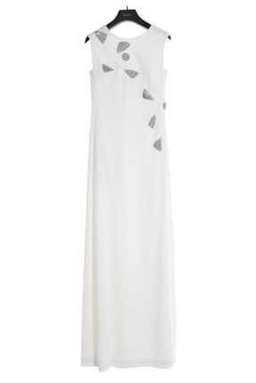 Kadın Beyaz Gece Elbisesi 1615019094