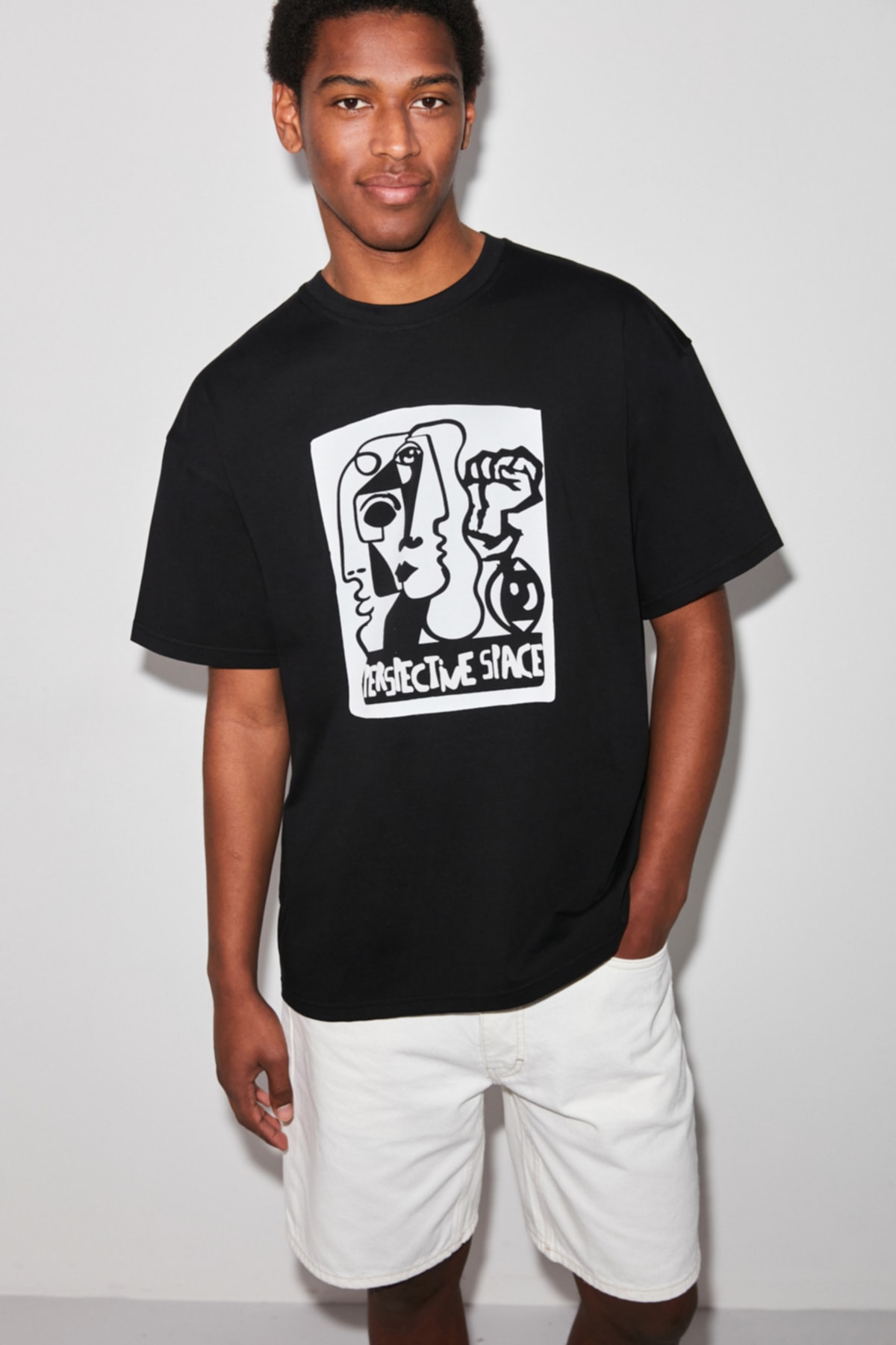 GRIMELANGE Perspectıve Oversize Siyah T-shirt