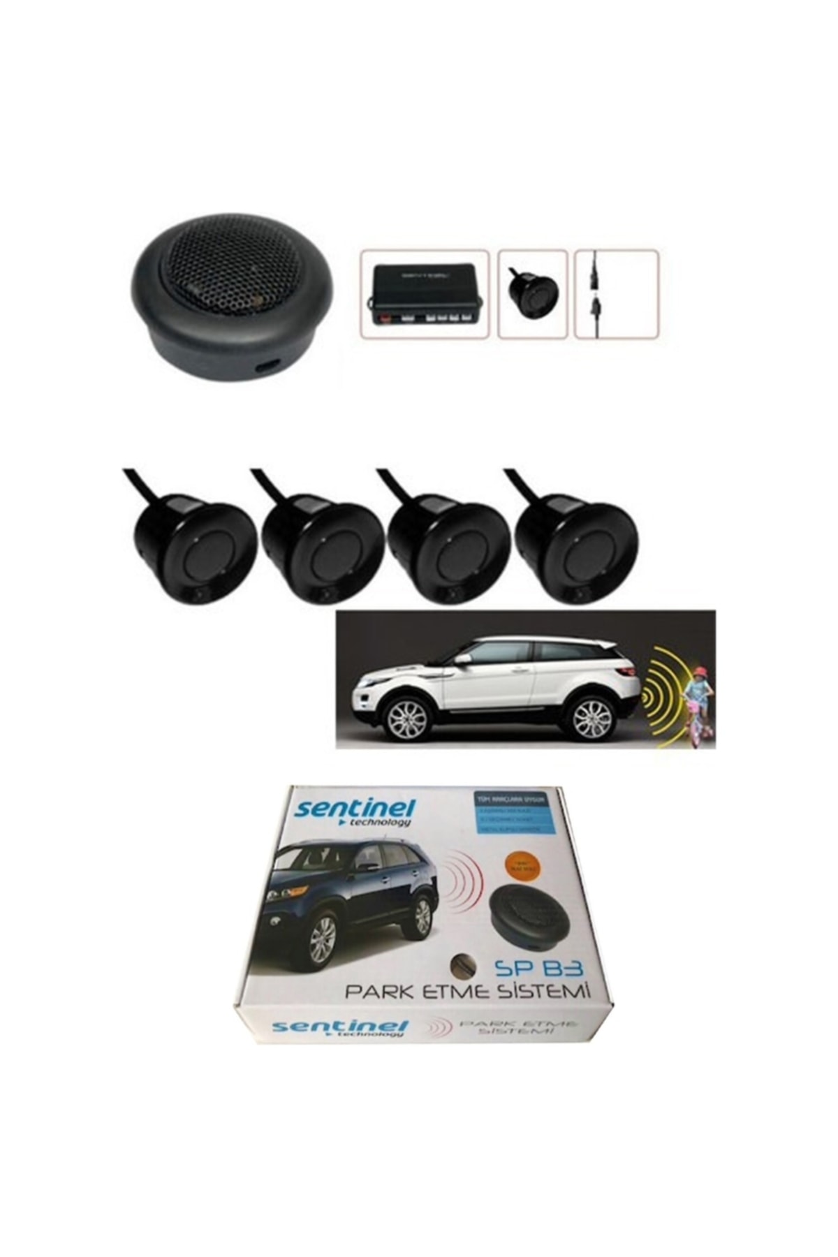 Sentinel Ses Ikazlı Araç Park Sensörü Araç Park Asistanı Siyah