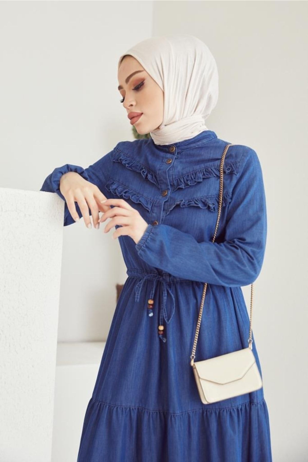 Navy Blue - Crew neck - Unlined - Cotton - Denim - Dresses  Muslim fashion  hijab outfits, Hijab fashion, Muslim fashion dress