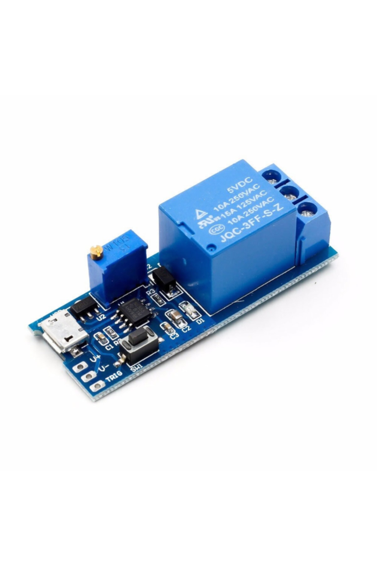 5v-30v Micro Usb Zaman Gecikme Röle Modülü 0-24sn Potansiyometre 4