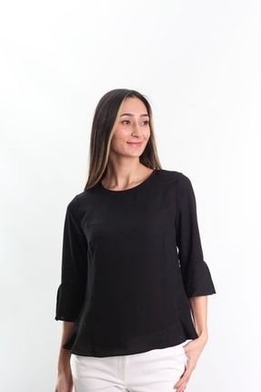 Kadın Eteği Parçalı Bluz Siyah BLSZT2022K2011