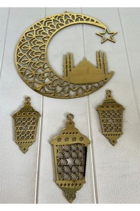 Ramazan Özel Pleksi Asma Süs Gold Set E328