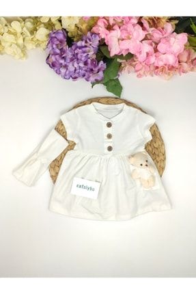 Kız Bebek Oyuncak Ayıcıklı Bandanalı Yazlık Elbise 672