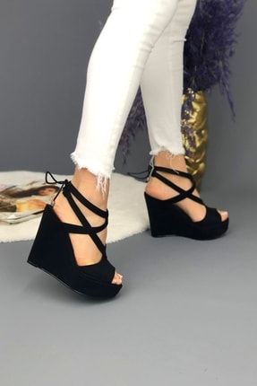 Siyah Süet Dolgu Topuklu Kadın Ayakkabı Madison TYC00401743721