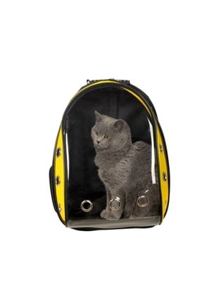 Şeffaf Astronot Kırılmaz Kedi Köpek Taşıma Çantası 42 X 22 X 33 Cm Sarı Ked03 KED03
