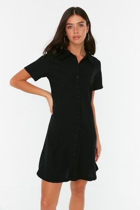 Siyah Gömlek Elbise TWOSS22EL2150