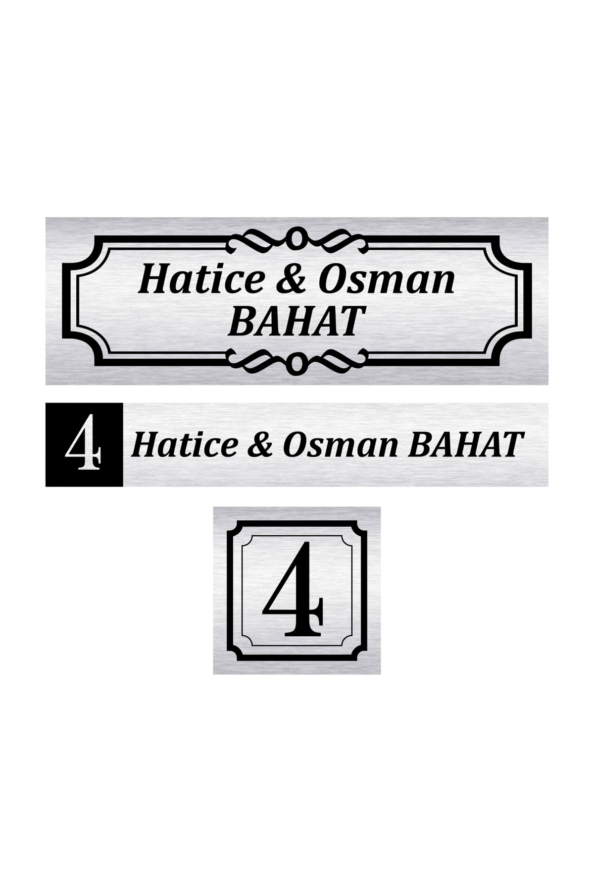 Metal 3-Piece Set Door Name Door Number Mailbox Name Silver