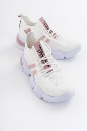 107 Beyaz / Pudra Kadın Spor Ayakkabı 119-107