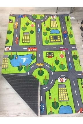 Trafik Yol Temalı Kaymaz Taban Çocuk Oyun Halısı traffik