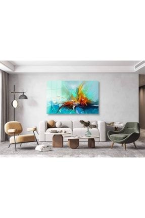 Yağlı Boya Abstract Art Büyük Boyut Cam Tablo - Salon - Hol - Yatak Odası – Mutfak TBL-22098