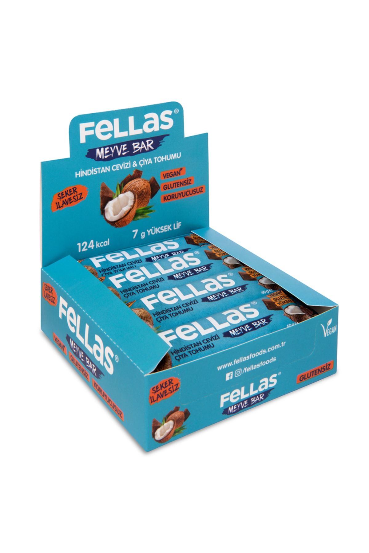 Fellas Meyve Bar - Chialı ve Hindistan Cevizli 40 gr x 12 Adet