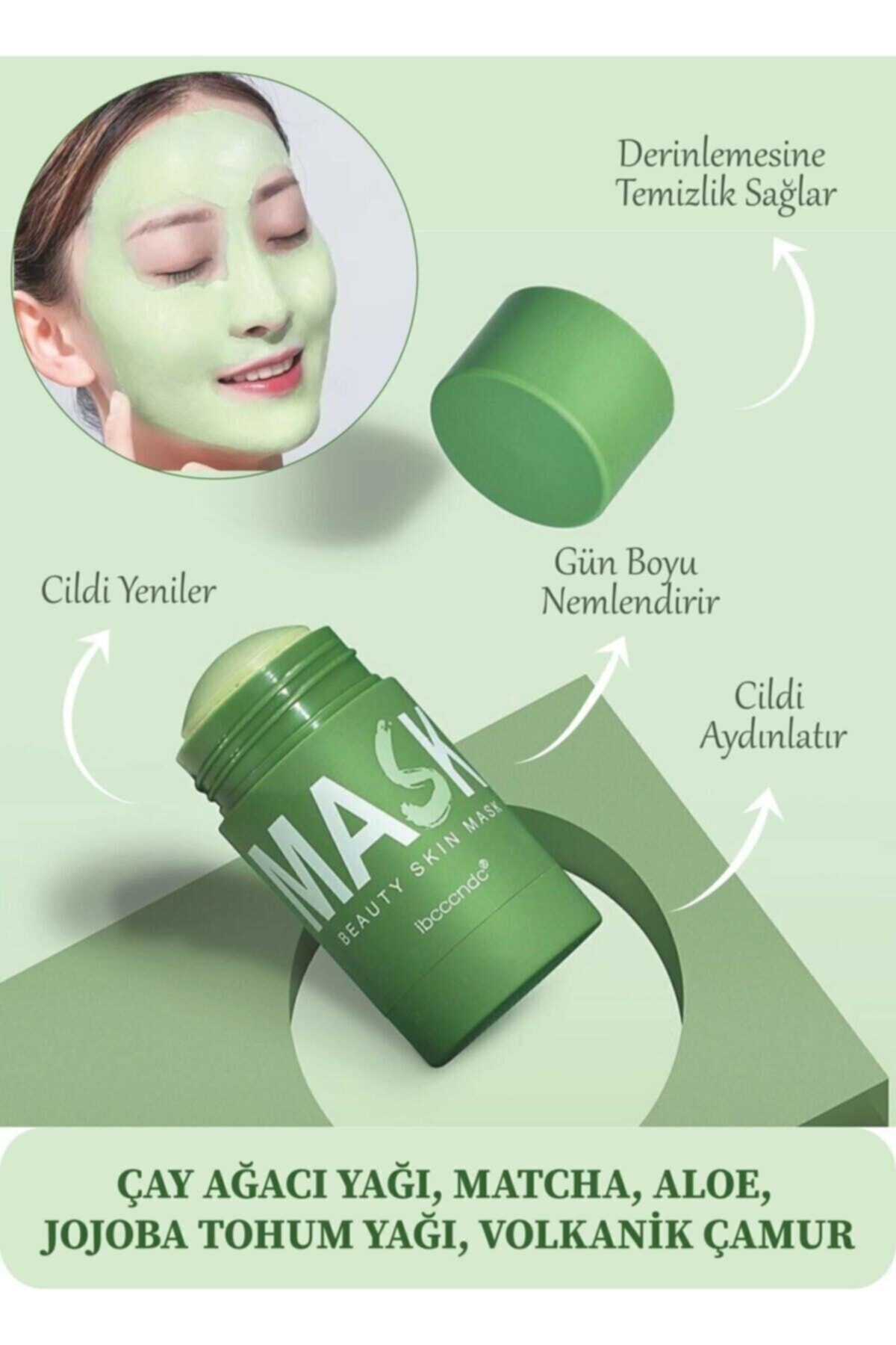 Sidra Cosmetic Yeşil Çay Özlü Siyah Nokta Ve Sivilce Maskesi & Green Tea Mask Stick Premium Green-tea-mask