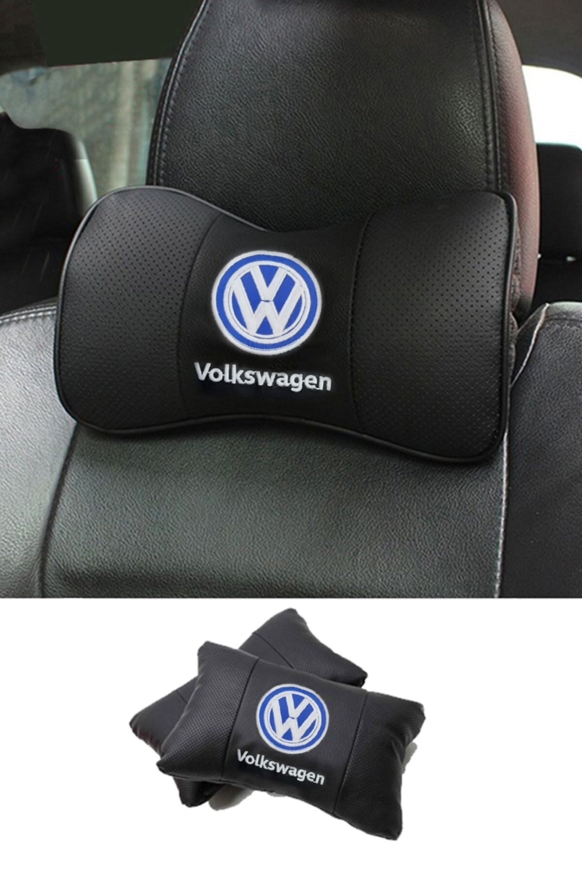 Volkswagen Mavi Beyaz Deri Yastık Konfor Seti 2'li Cma - 893