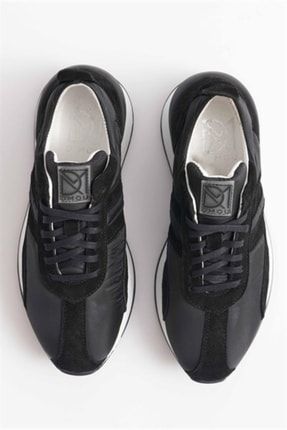 Swan Hakiki Deri Kadın Siyah Sneaker DM10004