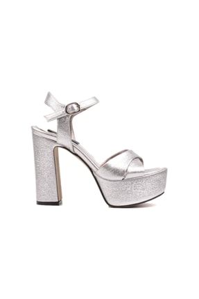 Gümüş Bilekten Bantlı Kadın Topuklu Ayakkabı CCEE2244-GUMUŞ SIVAMA