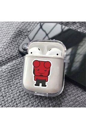 Airpods 1/2.nesil Uyumlu Şeffaf Silikonlu Helboy Tasarımlı Kılıf RAPP-08