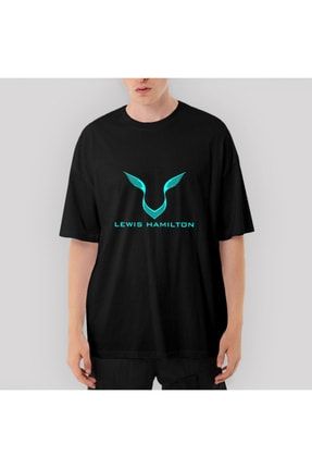 Lewis Hamilton Logo 2 Oversize Siyah Tişört OZT4287