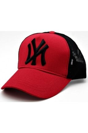 Fileli New York Yankees Nakışlı Şapka Bordo Siyah Ny Şapka Elvn Fileli NY