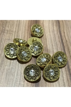 Öztürk Taşlı Sarı Metalize Düğme 2cm. 10'lu Paket.