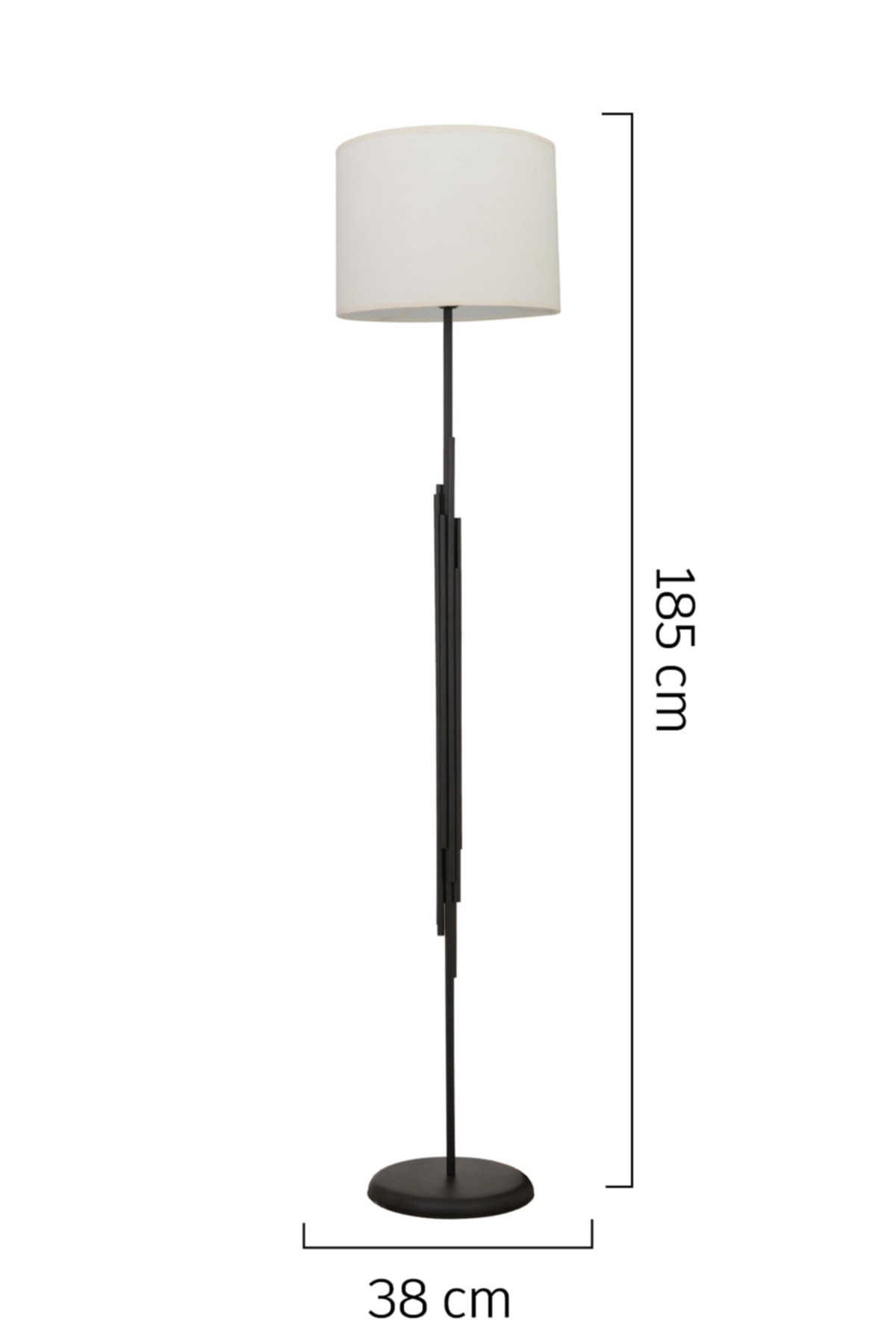 Apliqa Upendo Beyaz Şapkalı Siyah Modern Tasarım Ayaklı Abajur Lamba Metal Lambader IB11618