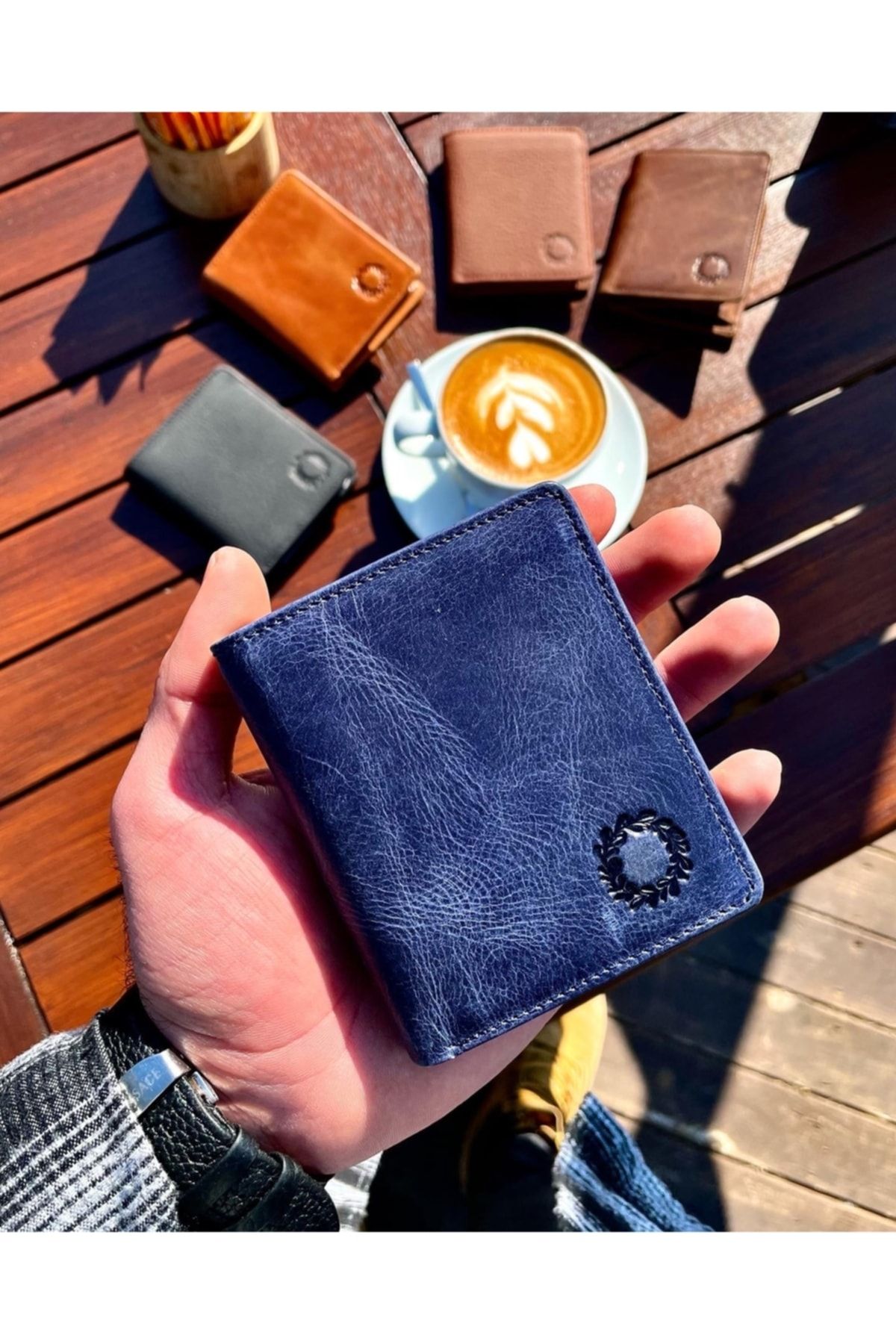 کیف پول مردانه و زنانه مدل عمودی جکسون DARKBLUE ذرت اصلی چرم در مقایسه با مفید یونیسکس CüzCan