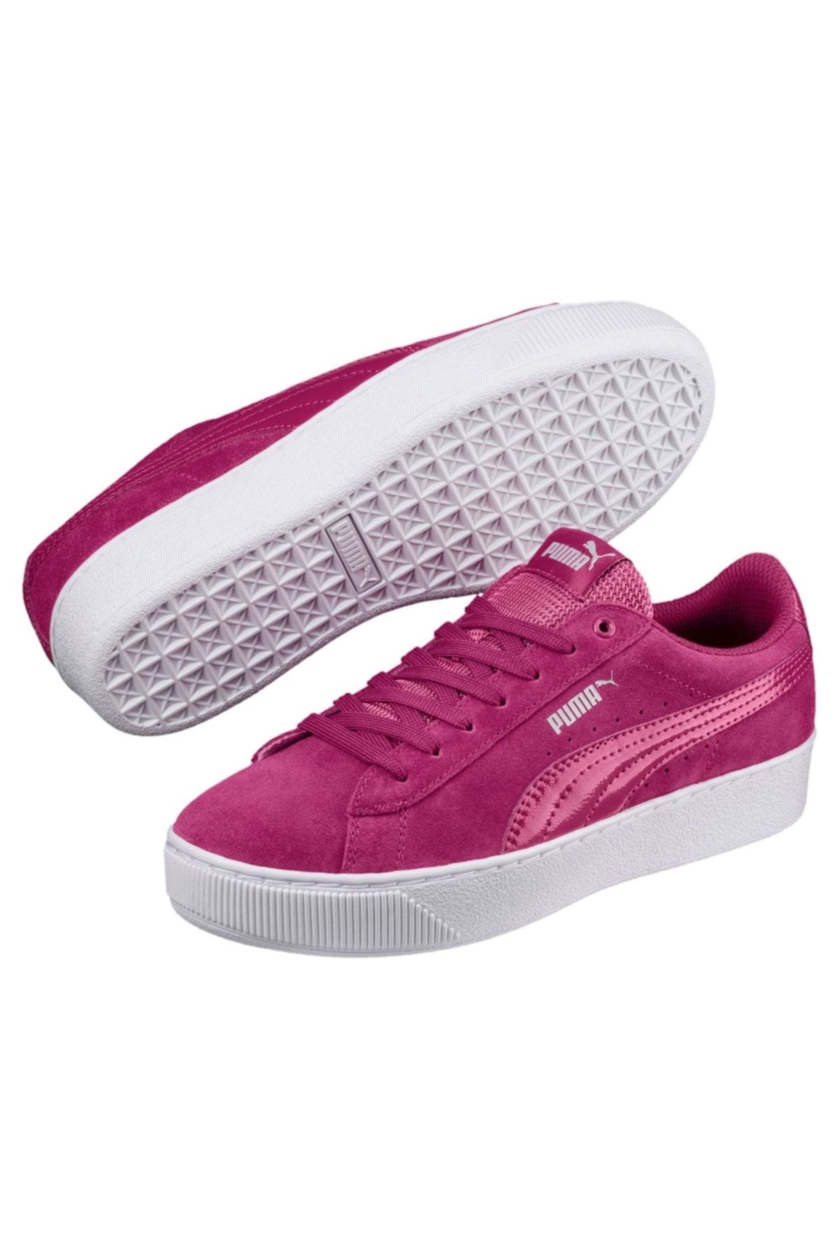 Puma کفش کتانی زنانه چرم صورتی Vikky Platform 100352566