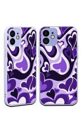 Iphone 11 Lilac Heart Dubble Tasarımlı Glassy Kılıf IP11GLS-14
