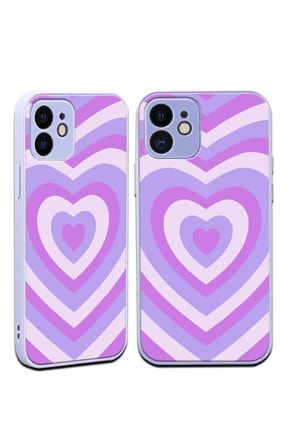 Iphone 12 Lilac Heart Tasarımlı Glassy Kılıf IP12GLS-10