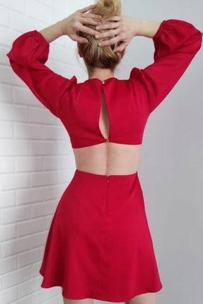 Kadın Kırmızı Sırt Dekolteli Tasarım Yeni Sezon Nişan Elbisesi Abiye Elbise 120 LOOK-120-1