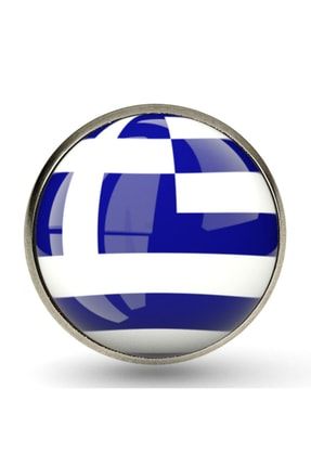 Yunanistan Yaka Rozeti Greece Ülke Bayrağı Paslanmaz Çelik 3d Camlı Rozet RZT-1980