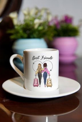 Best Friends Yazılı Kahve Fincanı - Baskılı Kahve Fincanı - Baskılı Fincan BHR11
