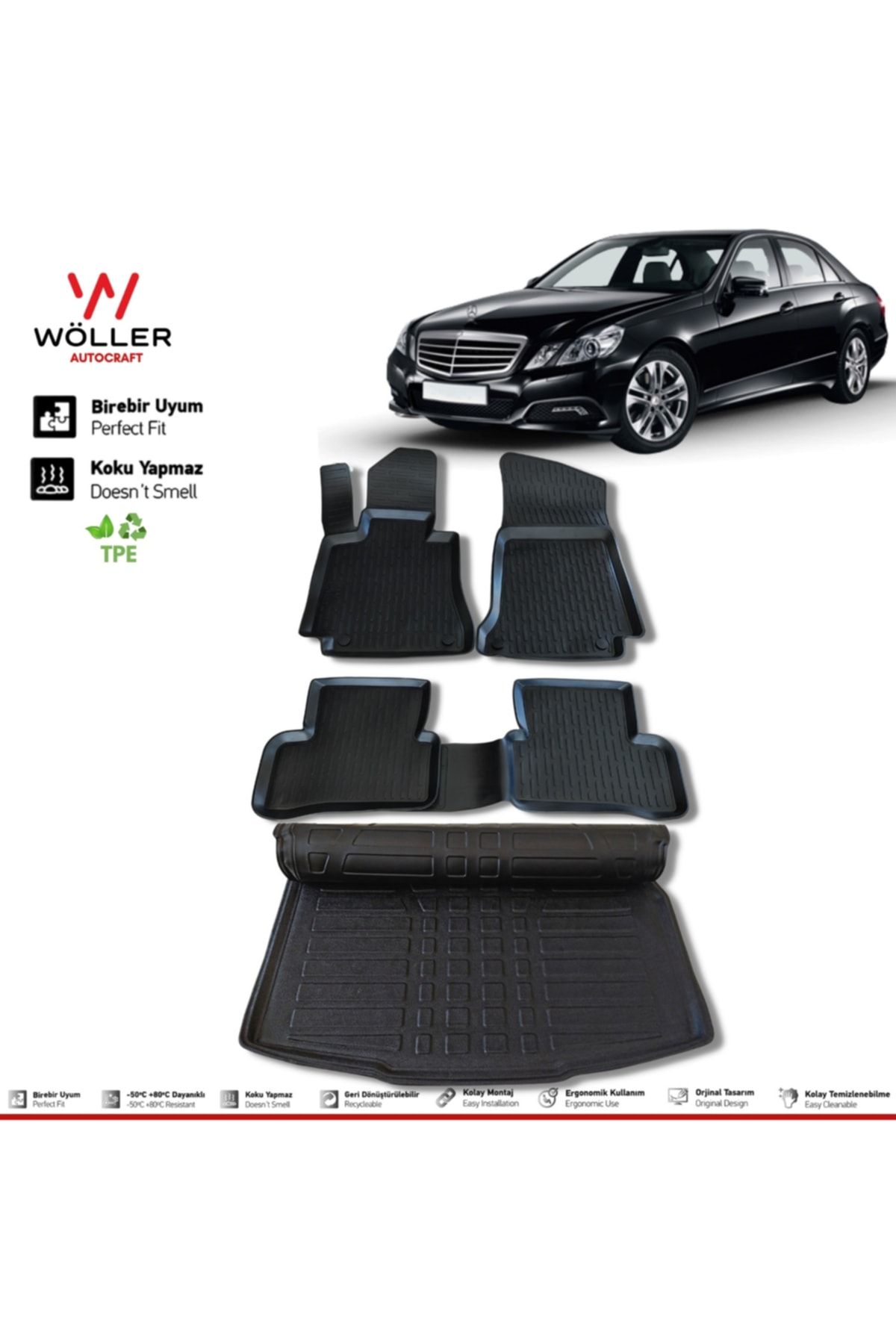 Wöller Mercedes E Series W212 Коврик для багажника 2009-2016 с 3D-бассейном wöllersetultra061