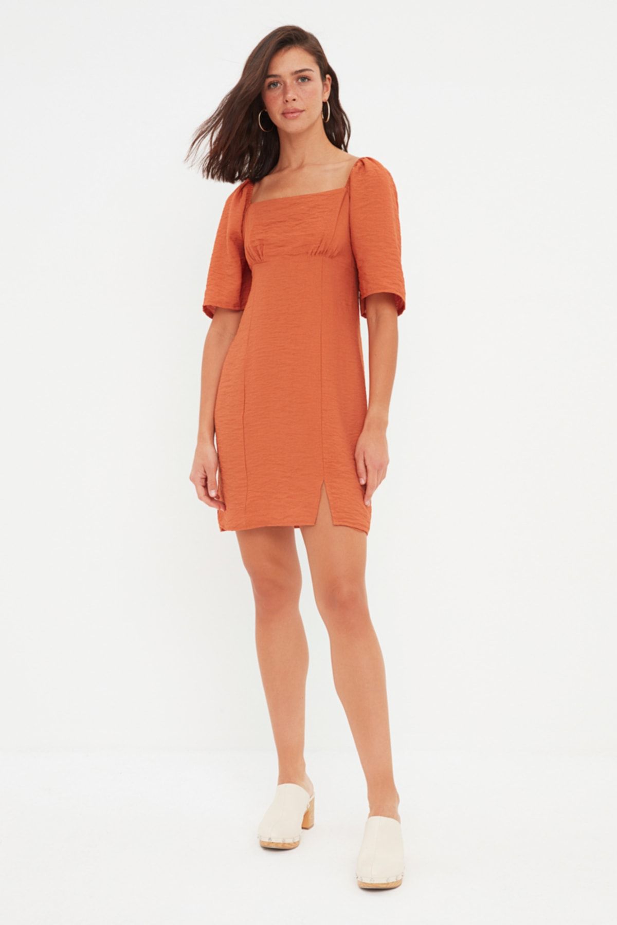 Trendyol Collection Kleid Orange A-Linie Fast ausverkauft