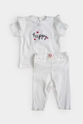 Happy Kız Bebek Beyaz Tişört Ve Tayt Takım WD73191