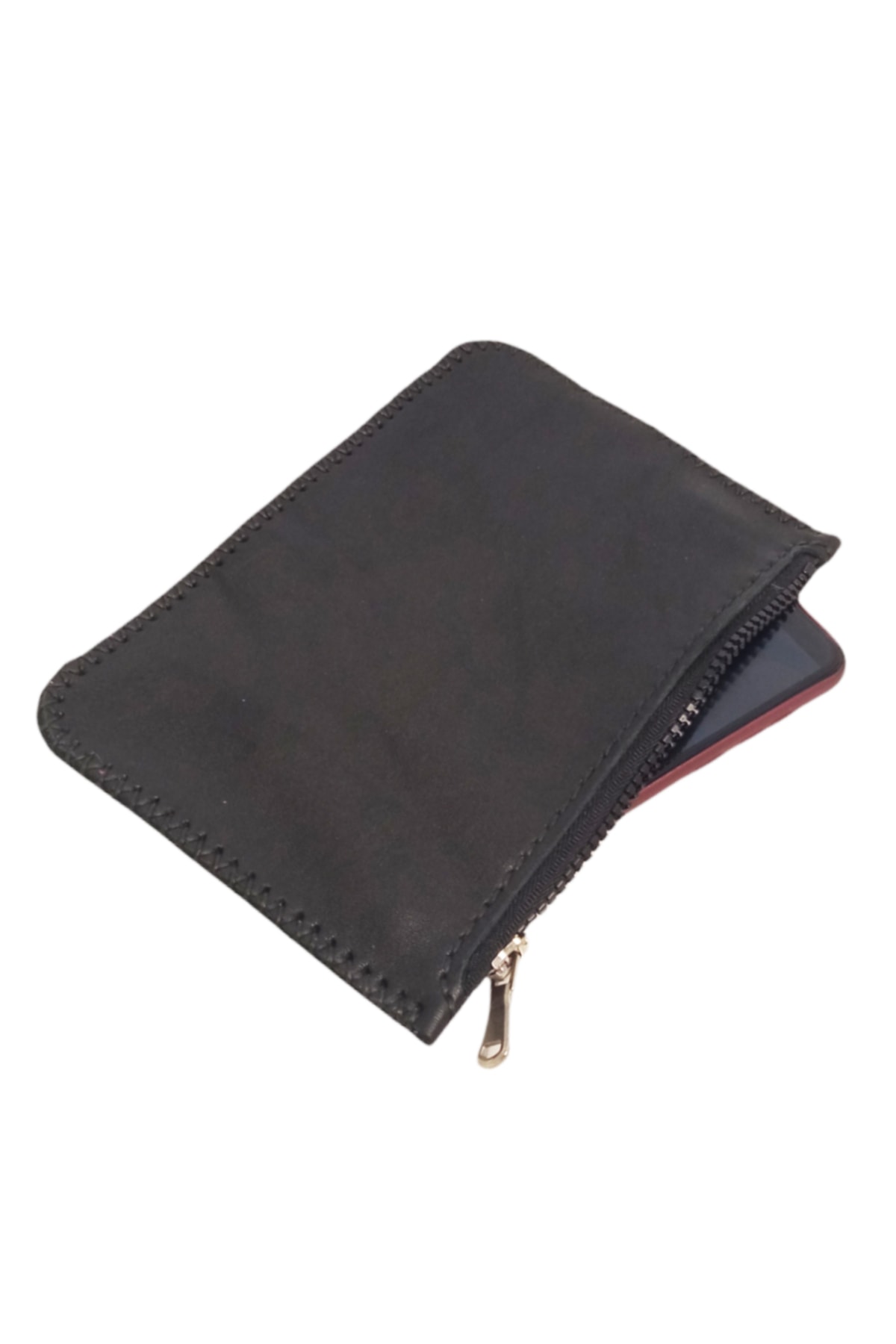goyaluna Gerçek Deri Siyah Mini Clutch Çanta görsel 3
