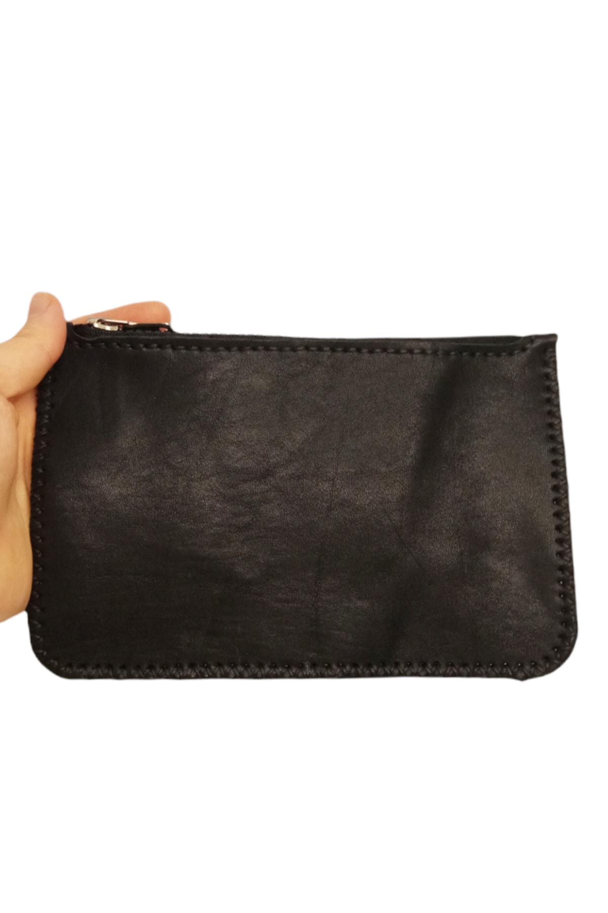 goyaluna Gerçek Deri Siyah Mini Clutch Çanta görsel 4