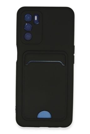 A16 Kılıf Kelvin Kartvizitli Slim Soft Kadife Silikon Kılıf - Siyah Klevin-oppo-a16