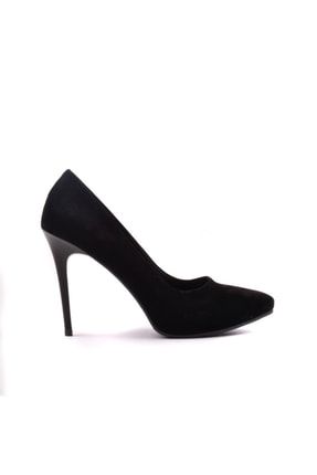 Klasik Siyah Kadife Topuklu Kadın Ayakkabı BFB151-SIYAH KADIFE