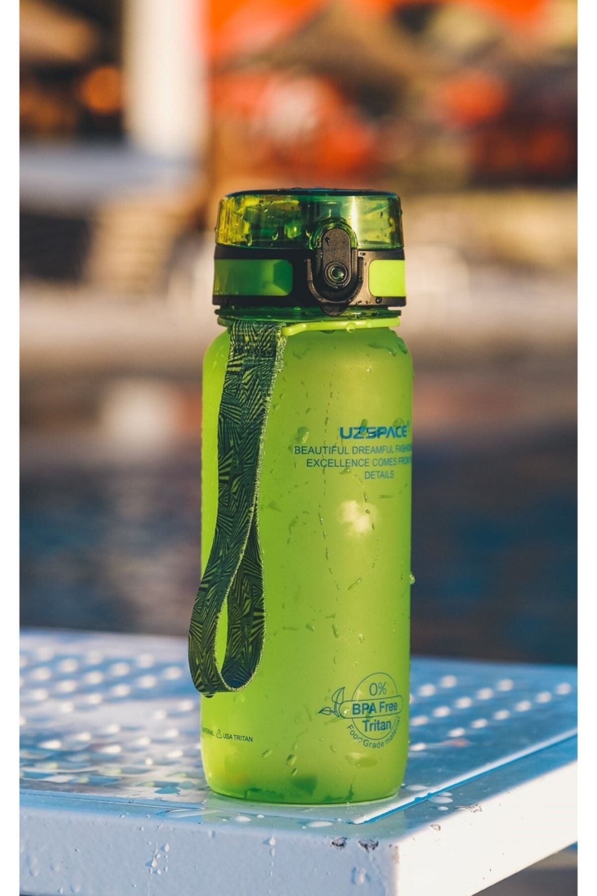 Uzspace-Lockable Lid 650 ml Unbreakable Green Tritan Flask 7