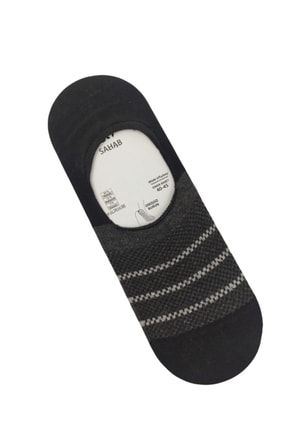 Dikişsiz Burun Kaymaz Tabanlı Beyaz Çizgili Siyah Babet Çorap çorap62
