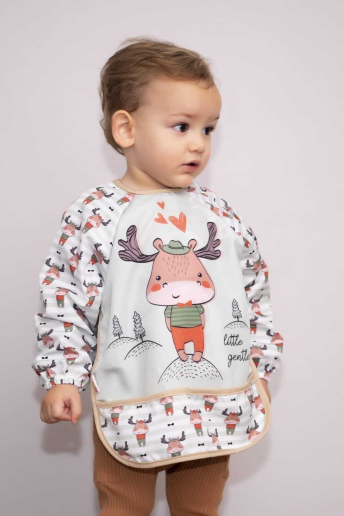 dubi baby Geyik Temalı Giyilebilir Su Geçirmez Mama Önlüğü fotoğrafı 2 (önizleme)