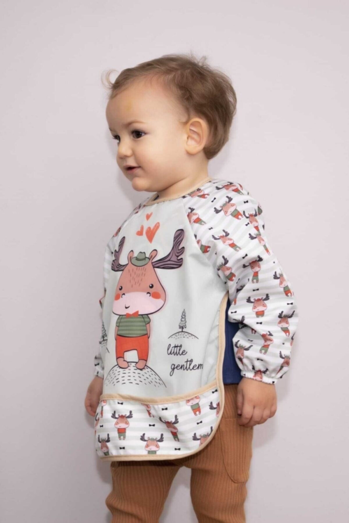 dubi baby Geyik Temalı Giyilebilir Su Geçirmez Mama Önlüğü fotoğrafı 3 (önizleme)