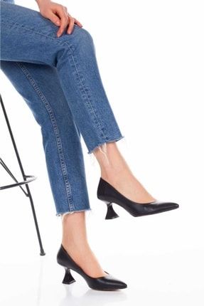 Stiletto Siyah Kadeh Topuklu Kadın Ayakkabı 1016