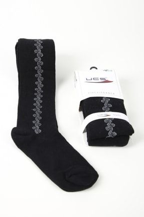Kız Çocuk Siyah Renk Yandan Şerit Desen Pamuklu Külotlu Çorap M0C0301-2434
