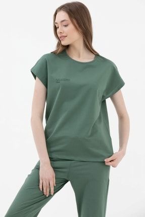 Kadın Yeşil Oversize Kısa Kollu Tshirt 21Y2226-75593.0001-R1000