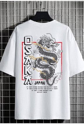 Unixe Oversize T-shirt Osaka Sırt Baskı Beyaz osk-dp