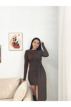 Tasarım Elbise Kadın Kahverengi NYB15